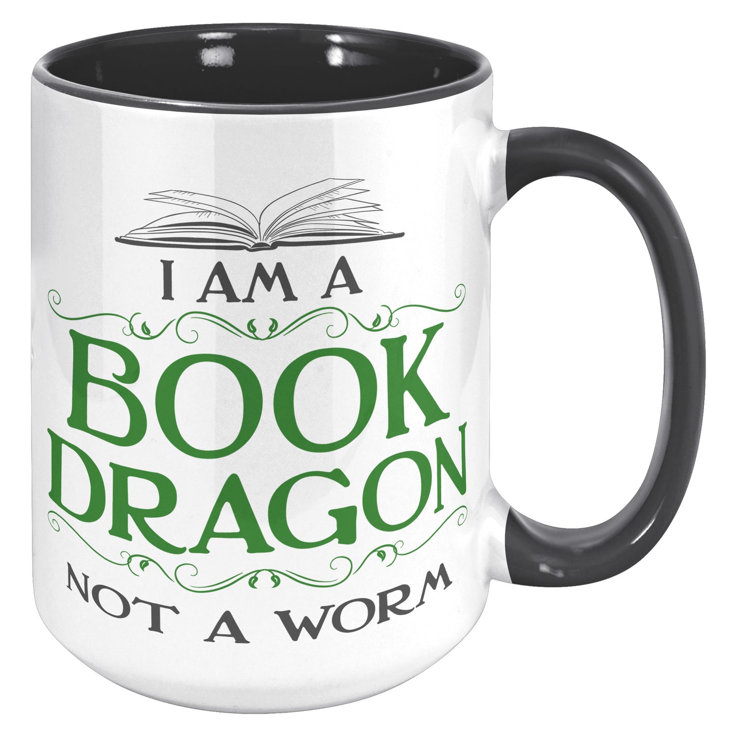 I Am A Book Dragon Not A Worm | Accent Mug