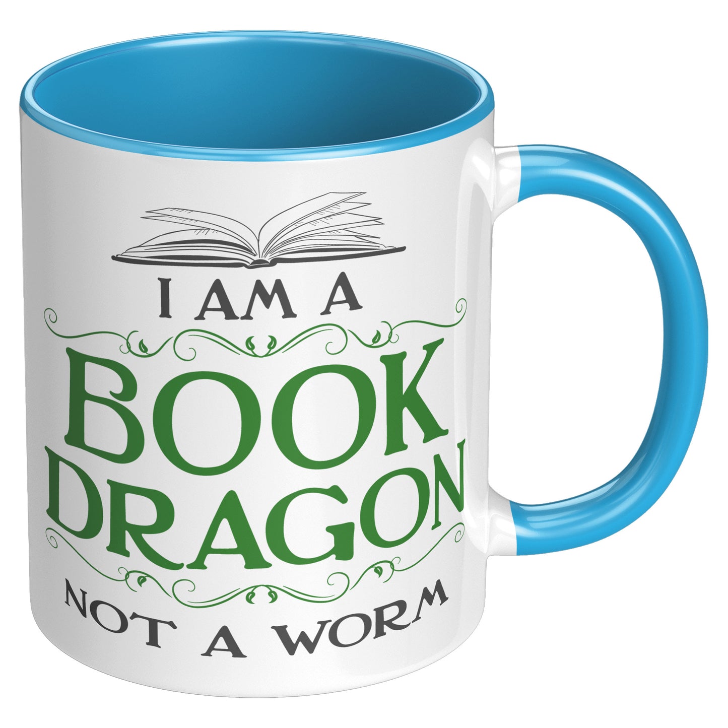 I Am A Book Dragon Not A Worm | Accent Mug