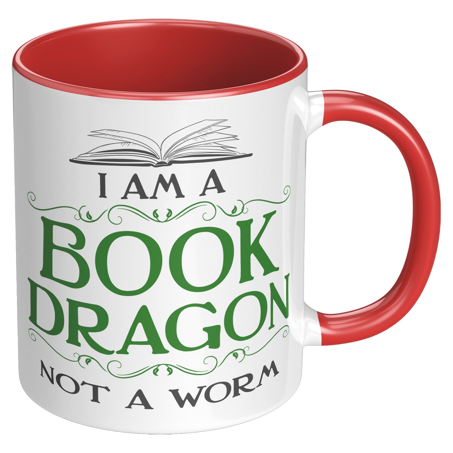 I Am A Book Dragon Not A Worm | Accent Mug