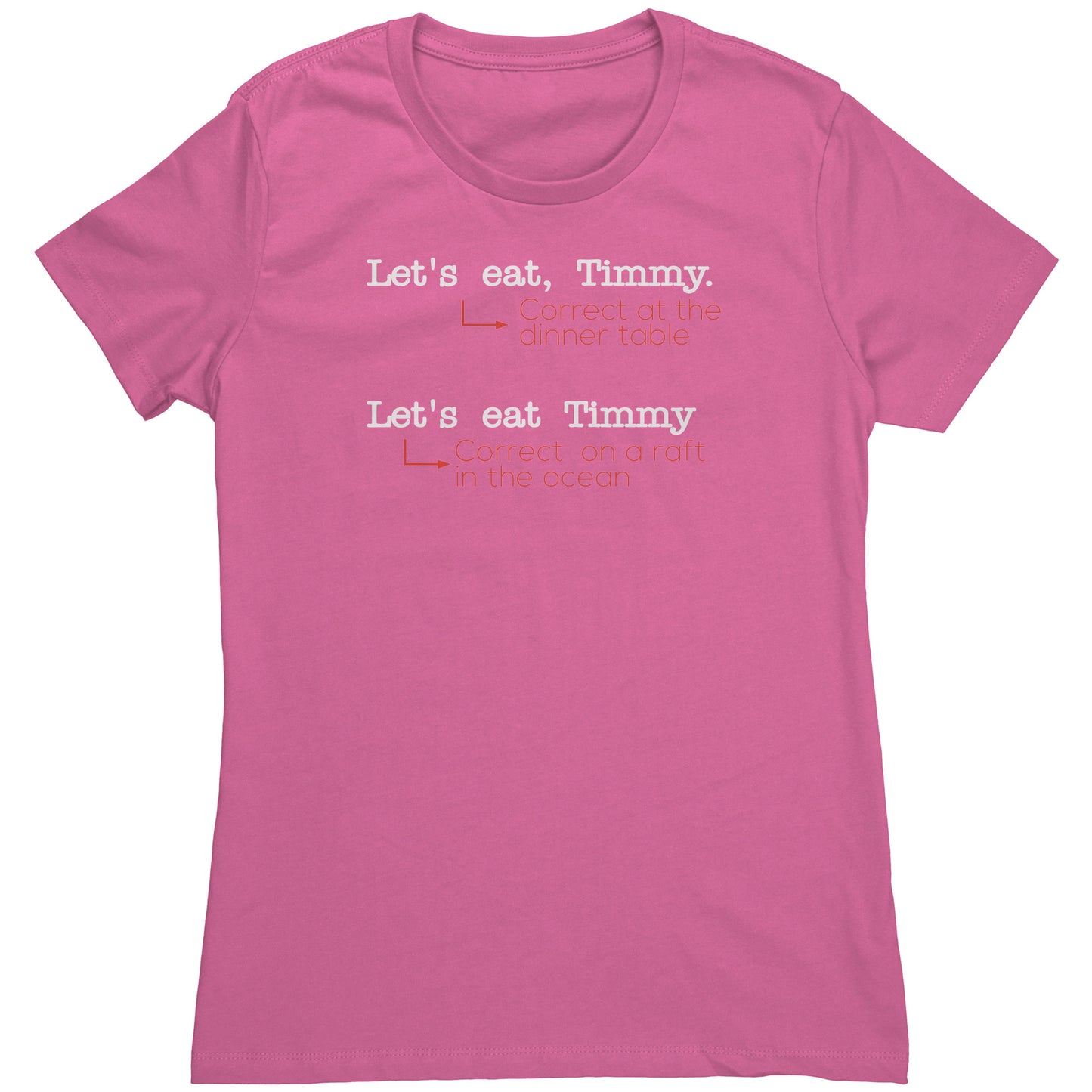Let's Eat, Timmy. Correct At The Dinner Table. Let's Eat Timmy. Correct On A Raft In The Ocean | Women's T-Shirt