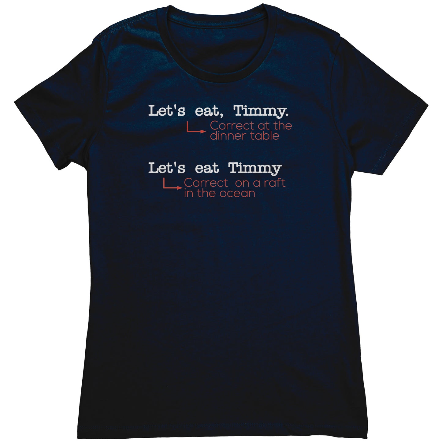 Let's Eat, Timmy. Correct At The Dinner Table. Let's Eat Timmy. Correct On A Raft In The Ocean | Women's T-Shirt