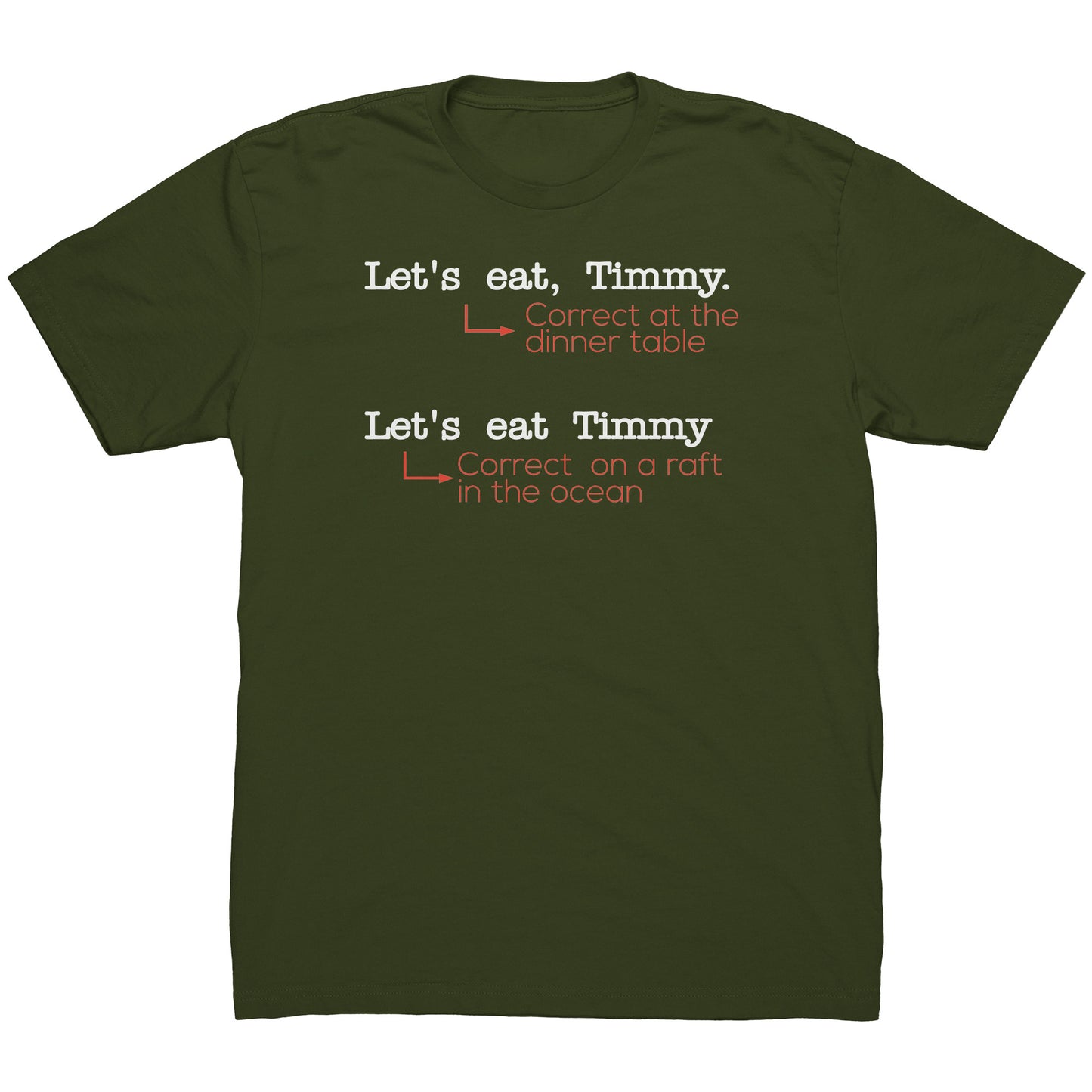 Let's Eat, Timmy. Correct At The Dinner Table. Let's Eat Timmy. Correct On A Raft In The Ocean | Men's T-Shirt