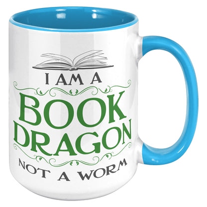 I Am A Book Dragon Not A Worm | Accent Mug