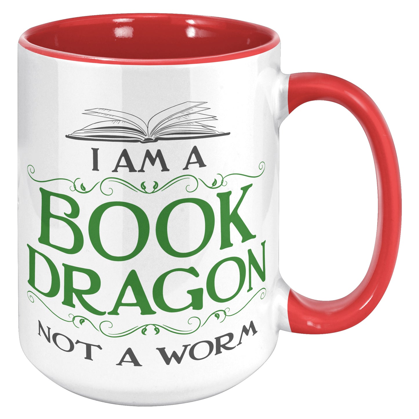 I Am A Book Dragon Not A Worm | Accent Mug